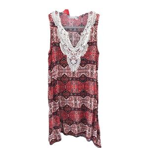 Chelsea & Violet Boho Chic Lace Trim‎ collar Shift Dress Size M